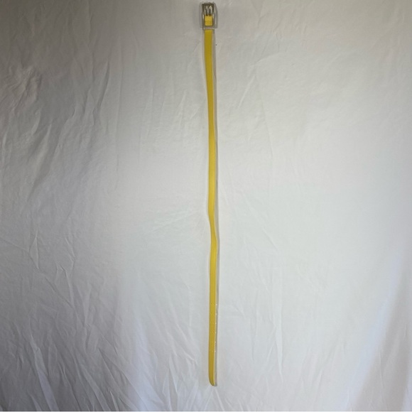 Pale Yellow Double Buckle Prong Thin Belt 3/4” - Picture 5 of 6